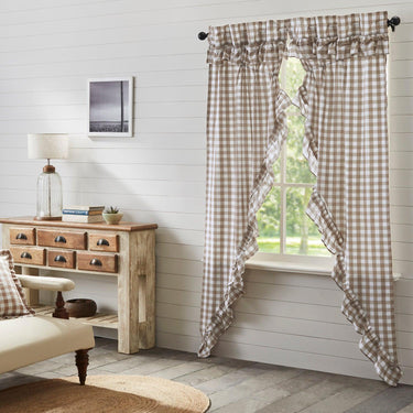 Annie Buffalo Portabella Check Ruffled Prairie Long Panel Set of 2 84x36x18 VHC Brands - The Fox Decor
